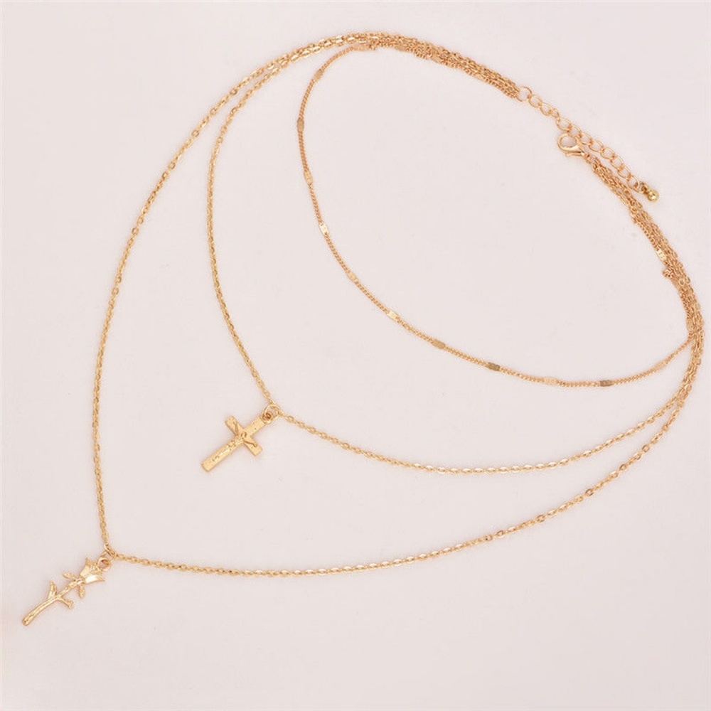 Brand New Gold Tone Layered Necklace - Picture 2 of 3
